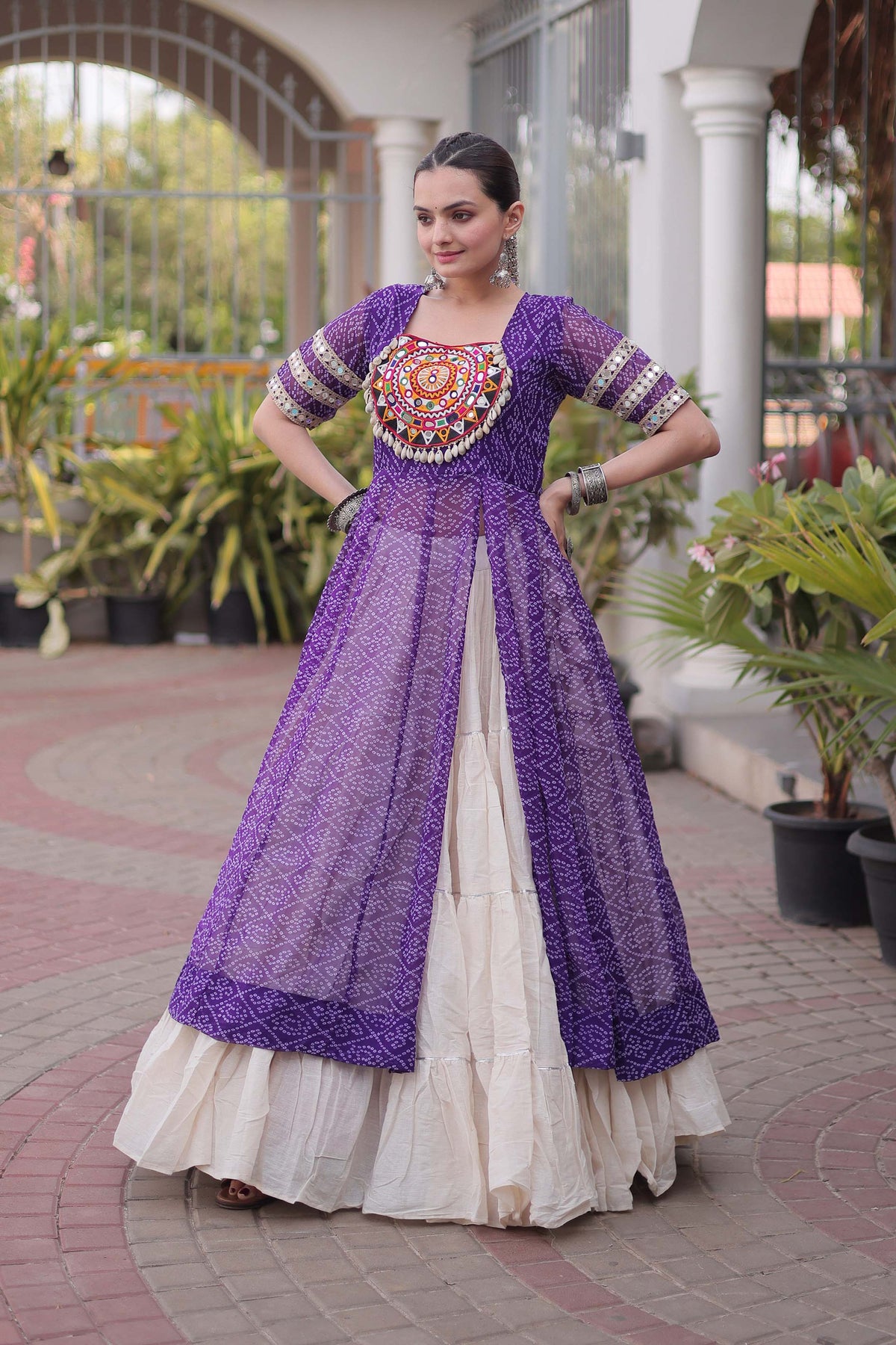 Anvisha Purple Bandhani Georgette Lehenga Set