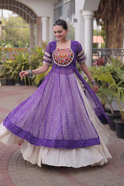 Anvisha Purple Bandhani Georgette Lehenga Set