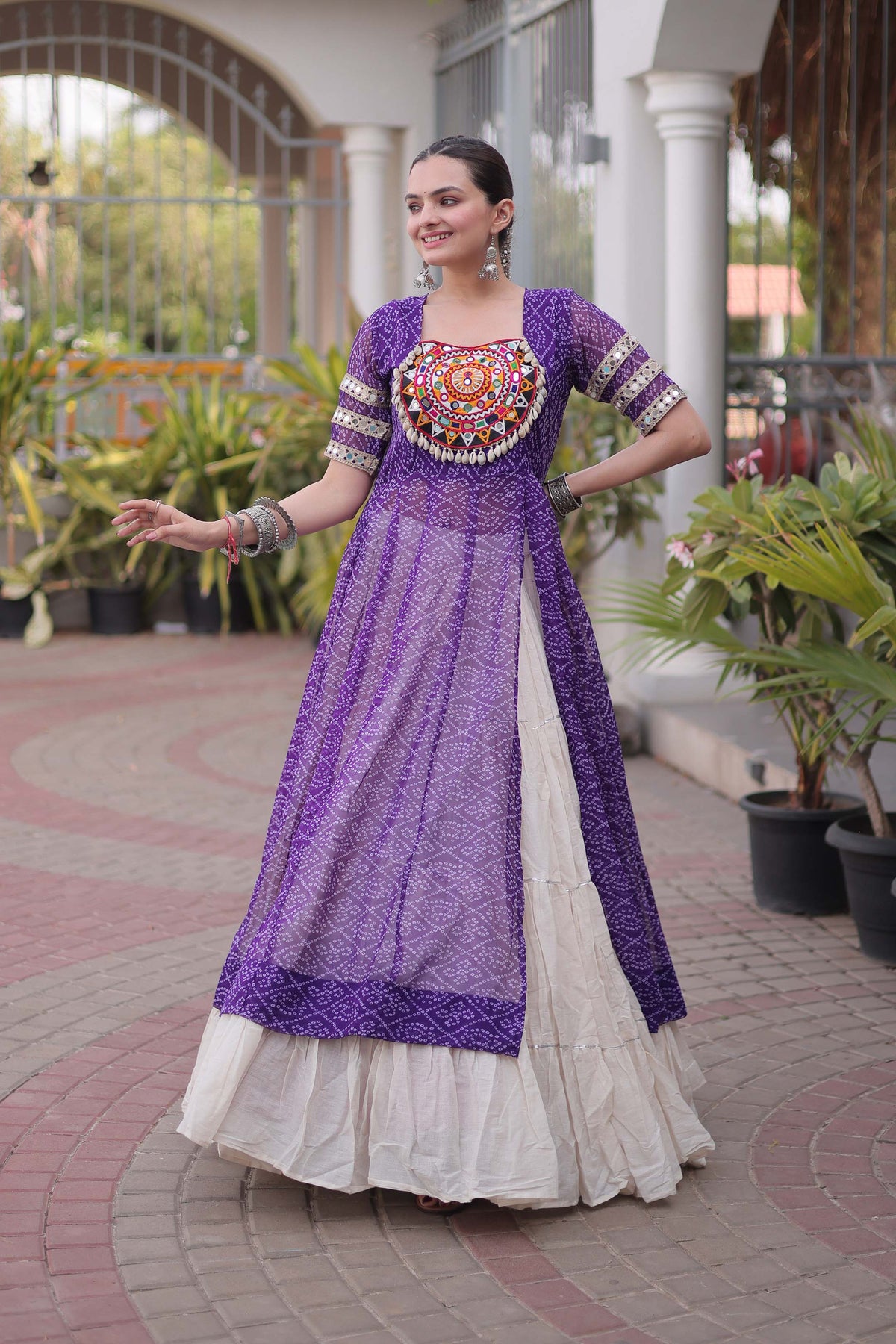 Anvisha Purple Bandhani Georgette Lehenga Set