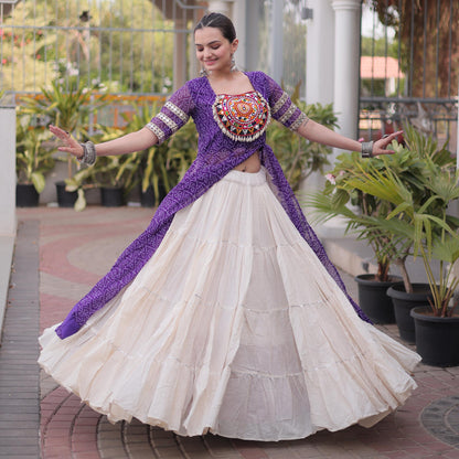 Anvisha Purple Bandhani Georgette Lehenga Set