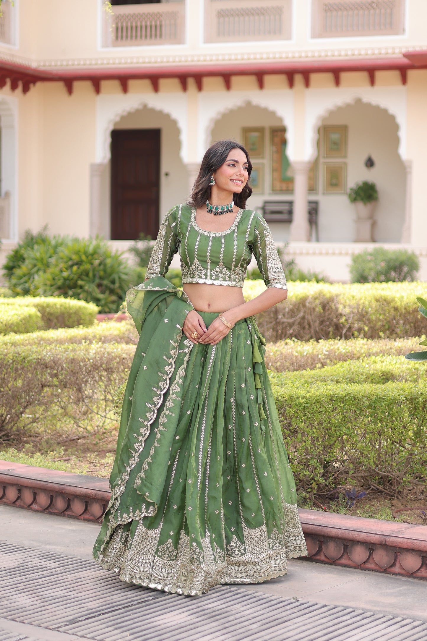 Kashish Emerald Embroidered Lehenga Choli