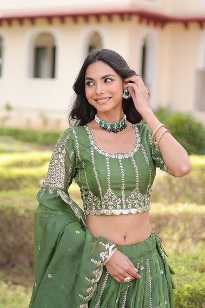 Kashish Emerald Embroidered Lehenga Choli
