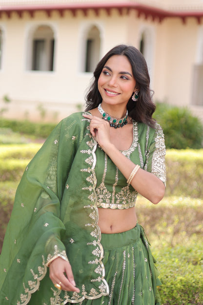 Kashish Emerald Embroidered Lehenga Choli