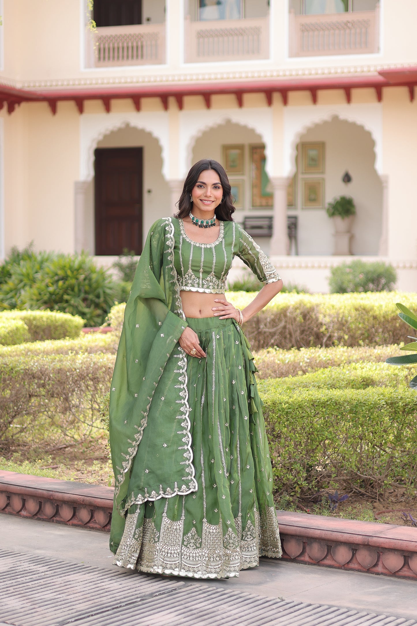 Kashish Emerald Embroidered Lehenga Choli