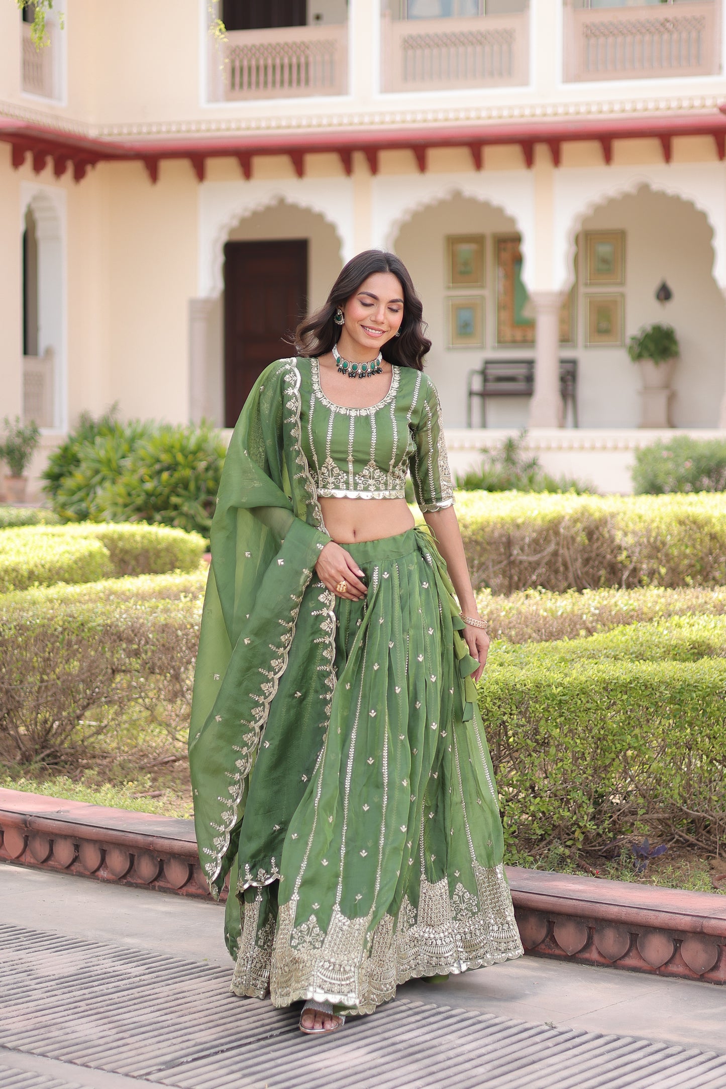 Kashish Emerald Embroidered Lehenga Choli