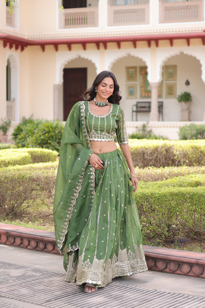 Kashish Emerald Embroidered Lehenga Choli