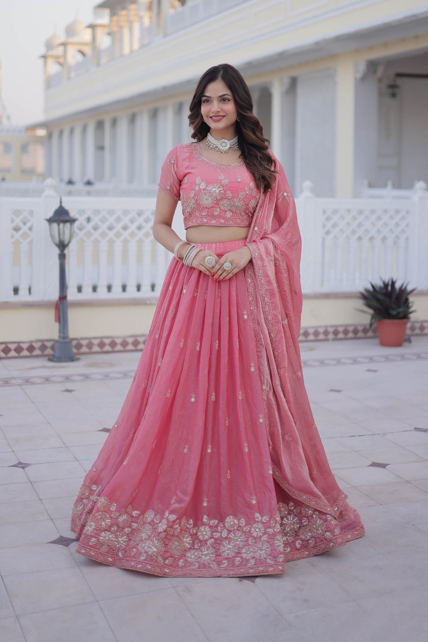 Blushing Romance Coral Pink Lehenga Set