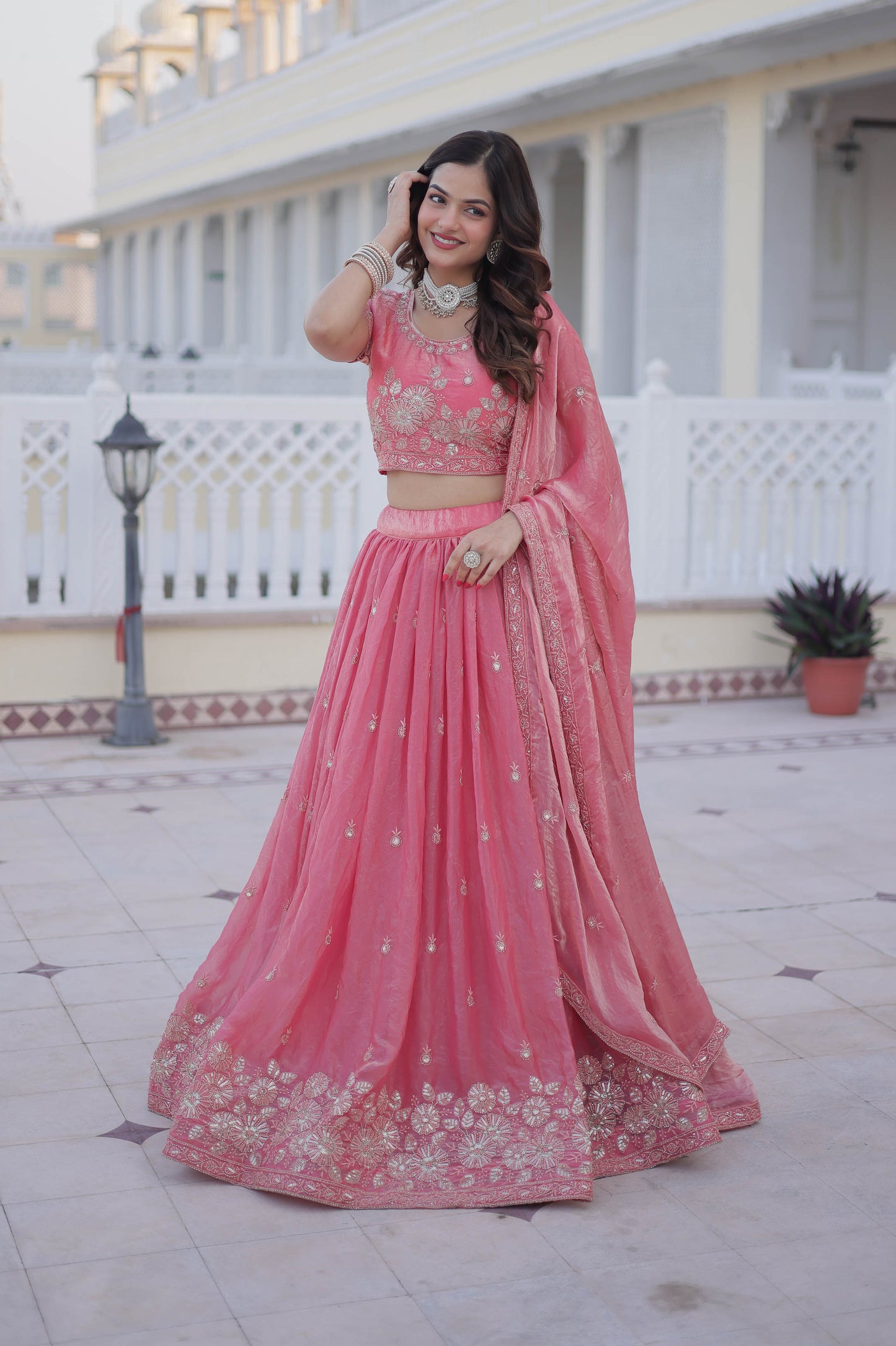 Blushing Romance Coral Pink Lehenga Set