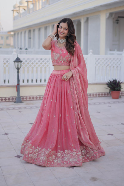 Blushing Romance Coral Pink Lehenga Set