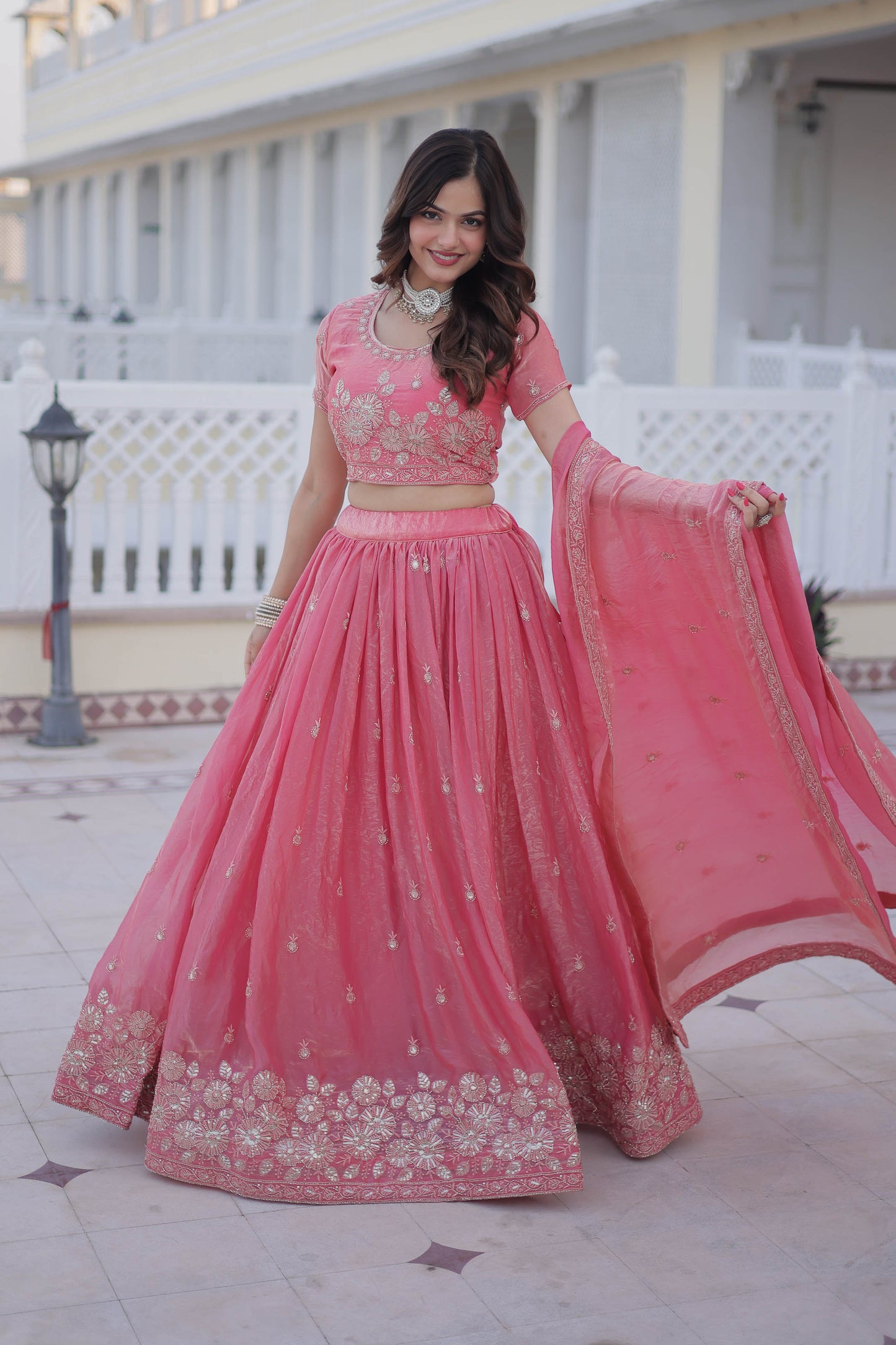 Blushing Romance Coral Pink Lehenga Set