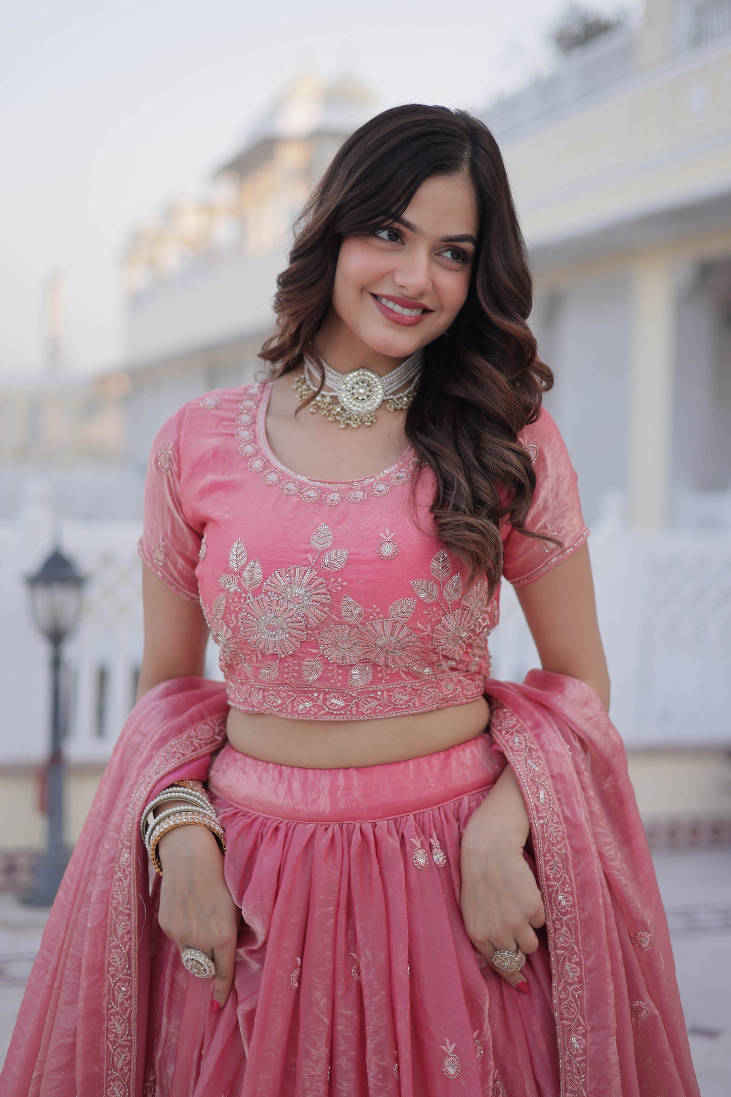 Blushing Romance Coral Pink Lehenga Set