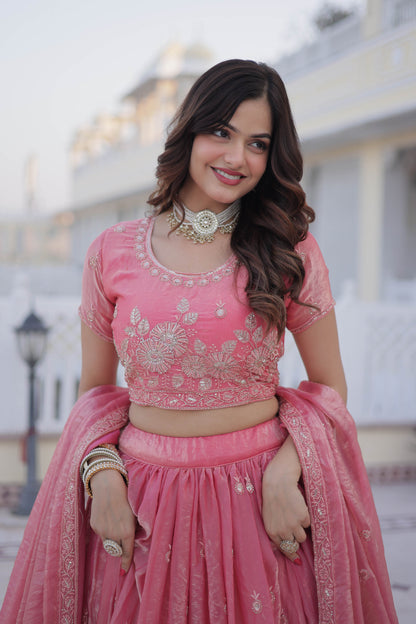 Blushing Romance Coral Pink Lehenga Set