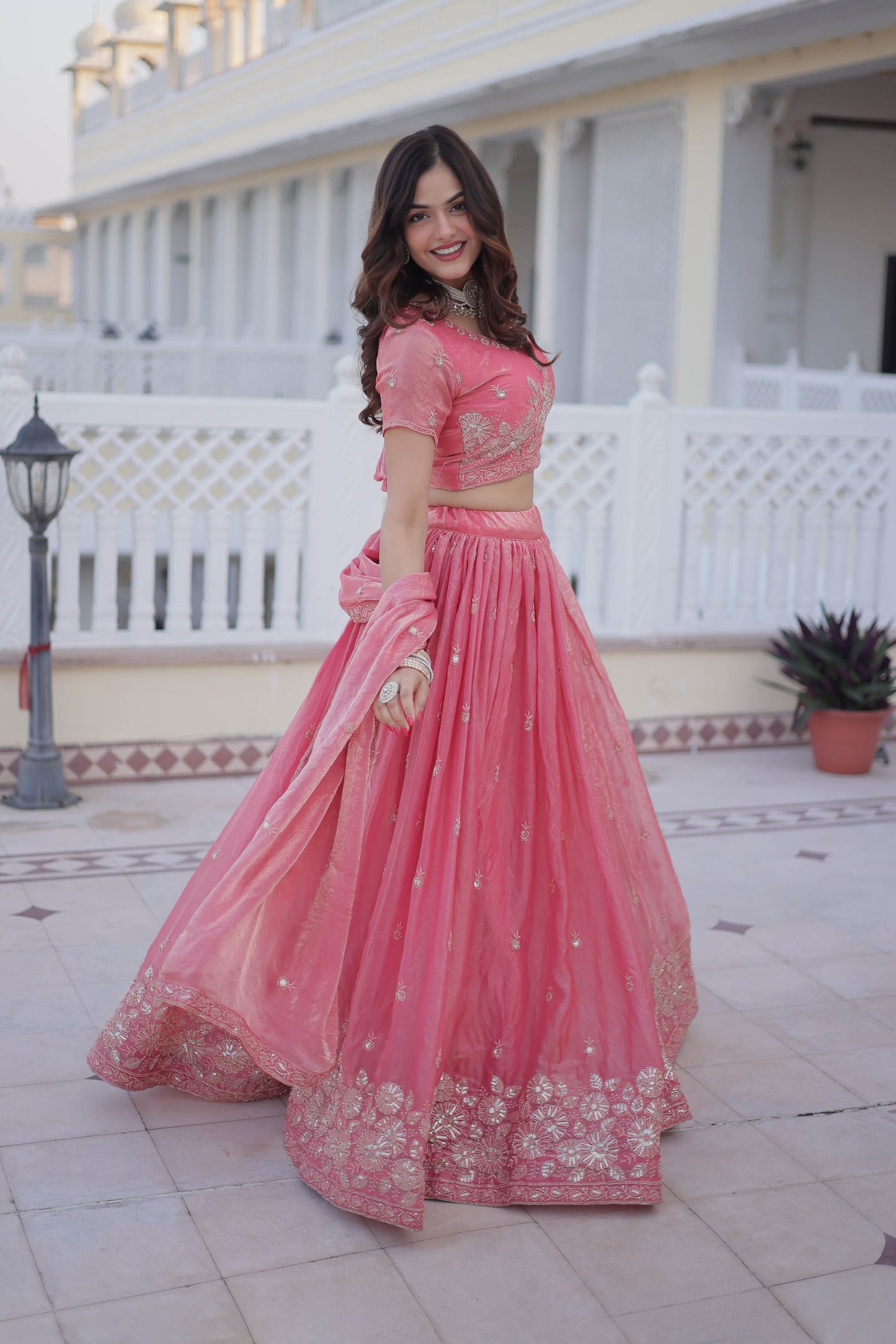 Blushing Romance Coral Pink Lehenga Set