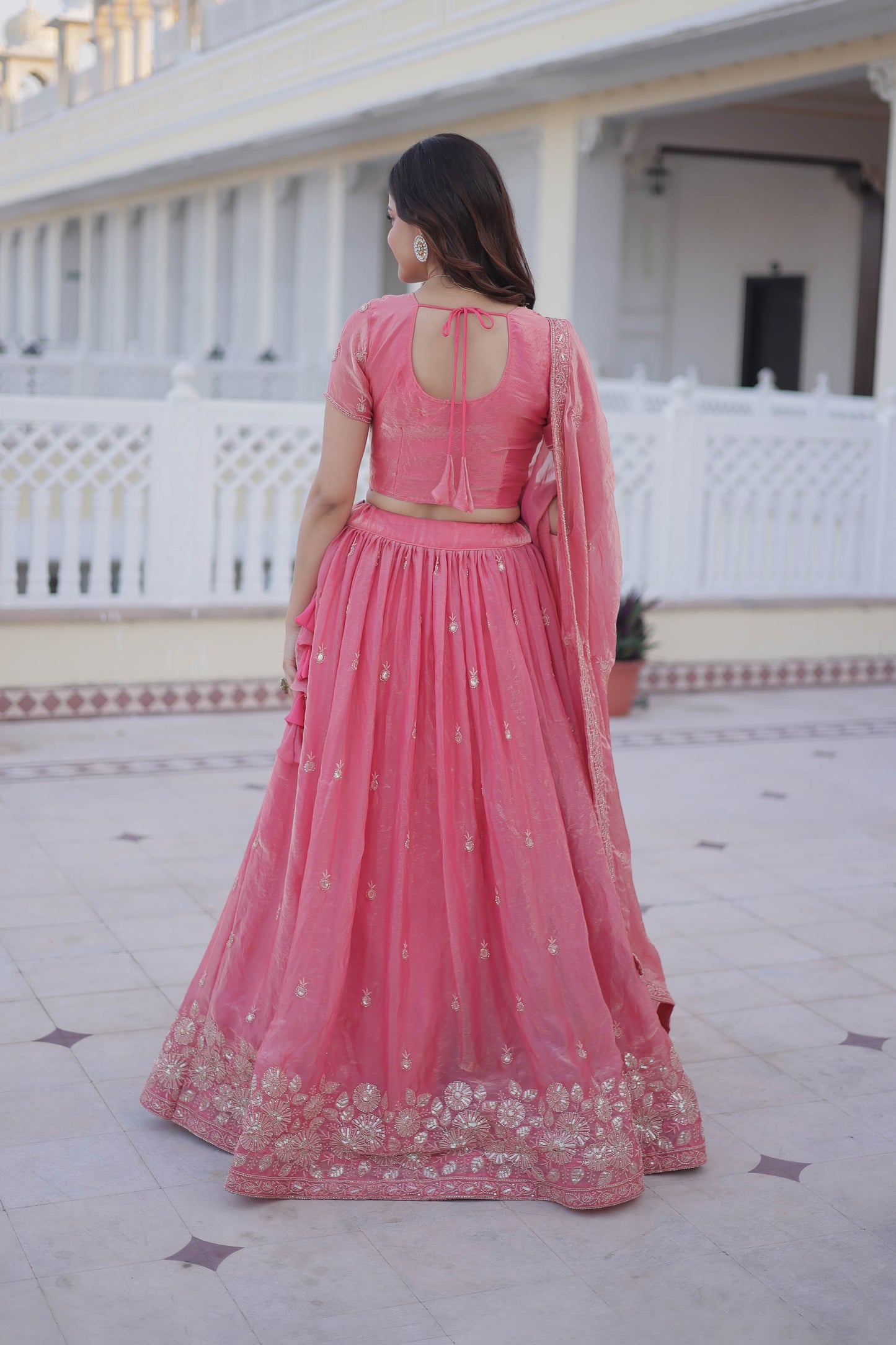 Blushing Romance Coral Pink Lehenga Set