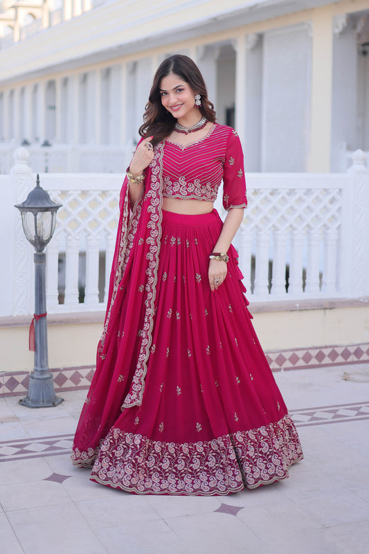Kaavya Rani Pink Paisley Embroidered Lehenga Set