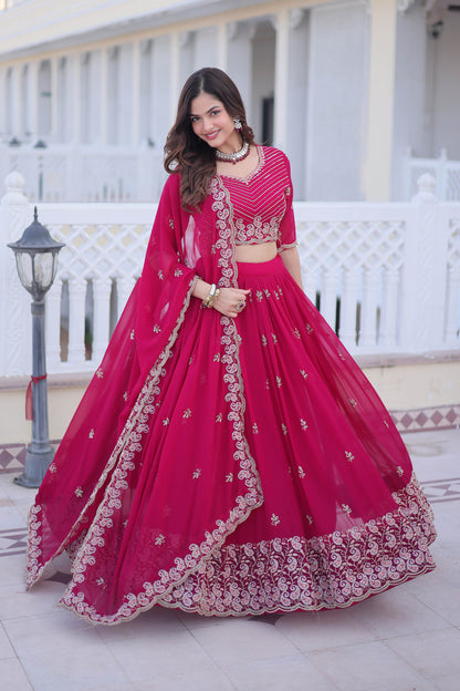Kaavya Rani Pink Paisley Embroidered Lehenga Set