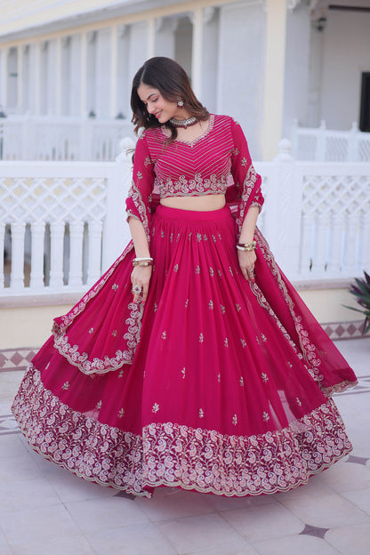 Kaavya Rani Pink Paisley Embroidered Lehenga Set