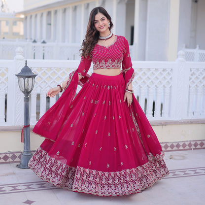 Kaavya Rani Pink Paisley Embroidered Lehenga Set