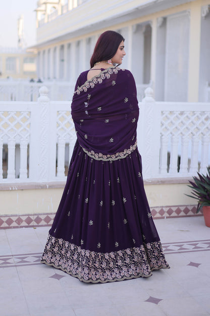 Kaavya Deep Wine Paisley Embroidered Lehenga Set