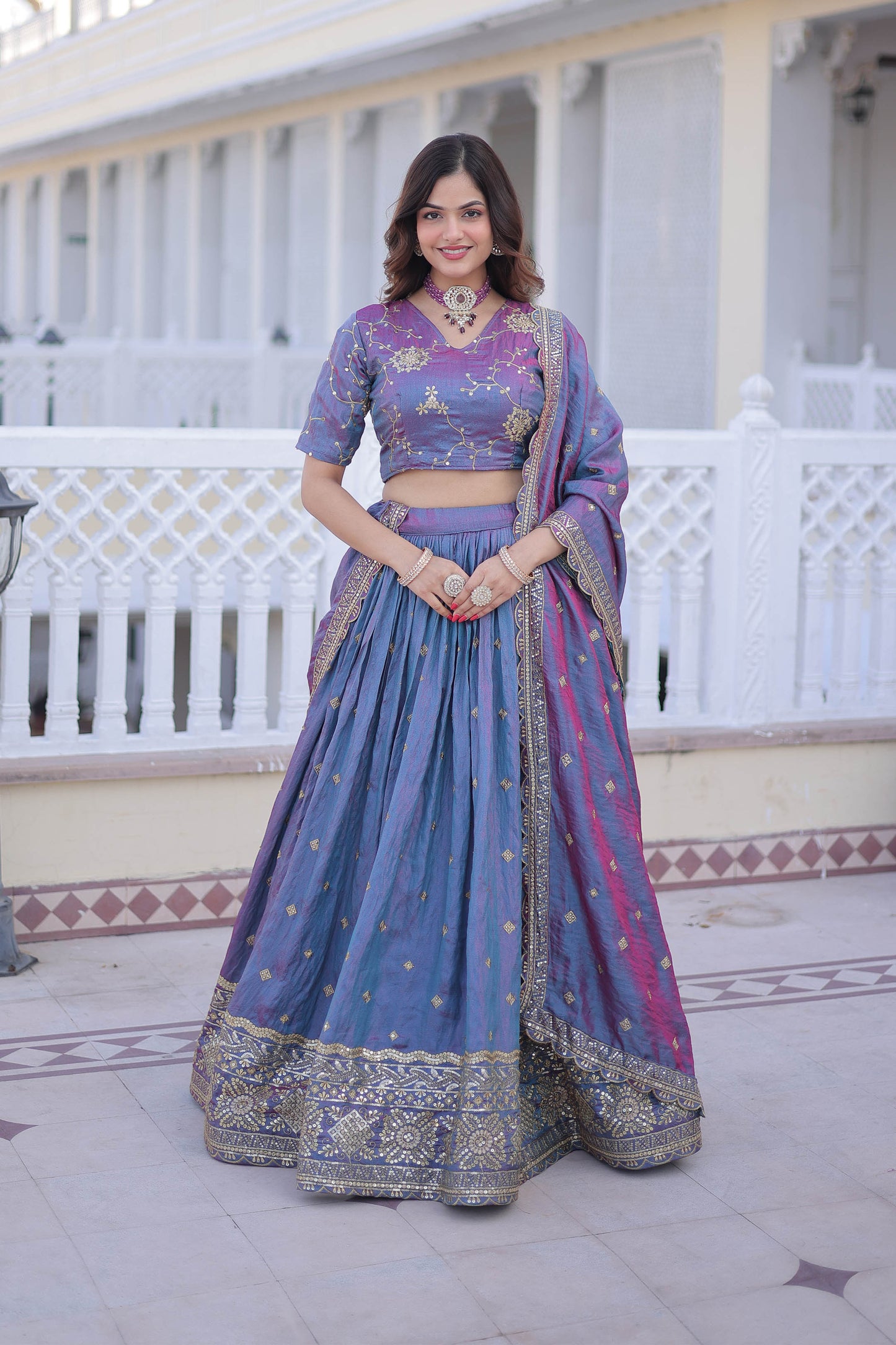 Midnight Reverie An Iridescent Blue-Violet Lehenga Set