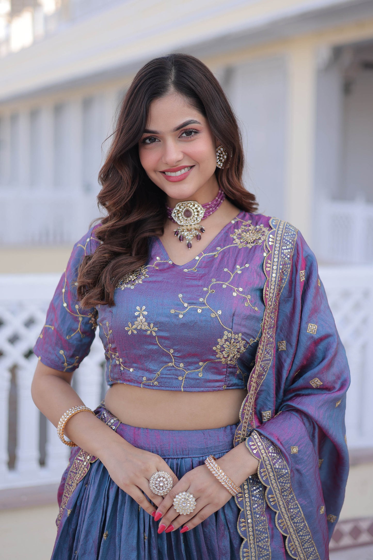 Midnight Reverie An Iridescent Blue-Violet Lehenga Set