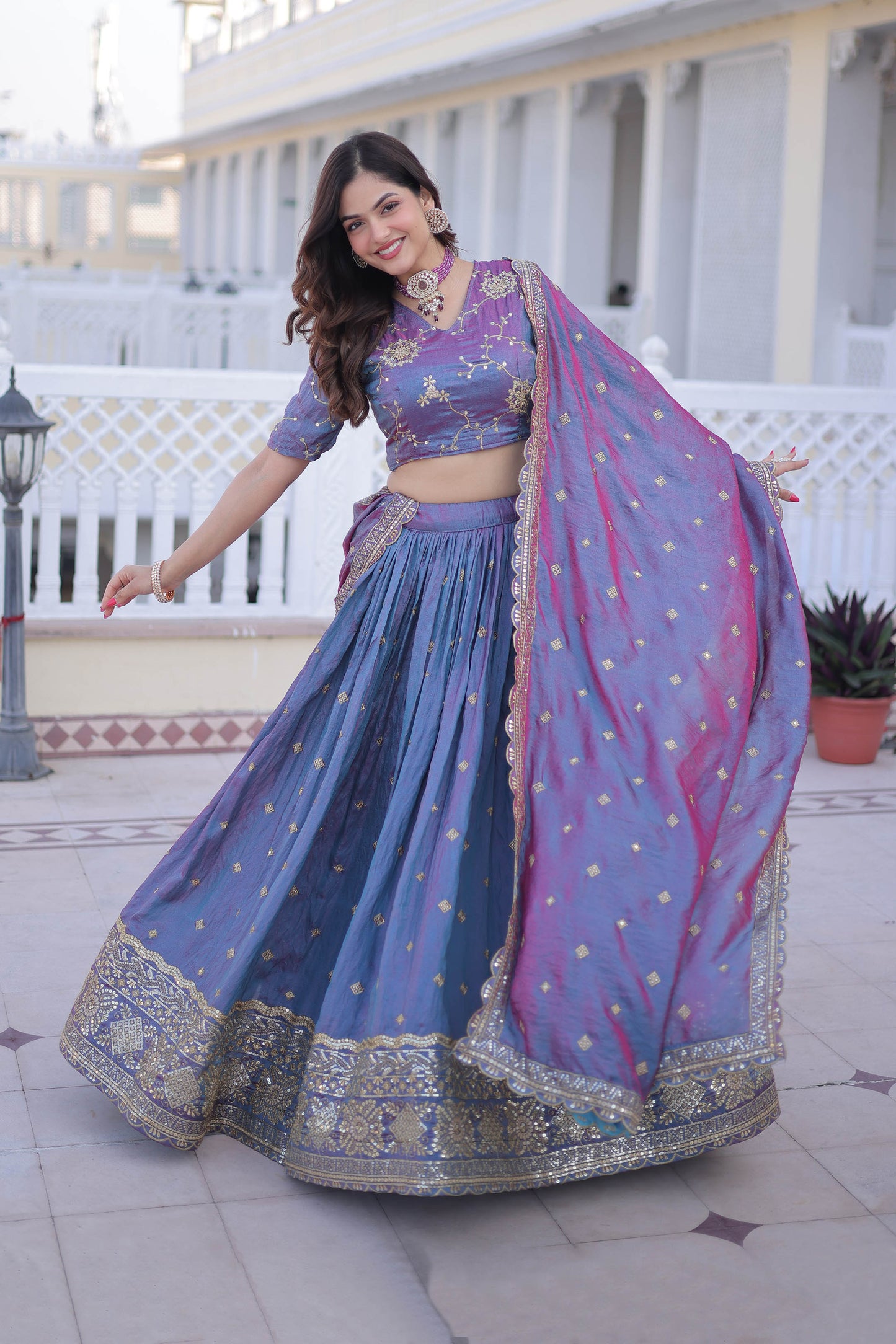 Midnight Reverie An Iridescent Blue-Violet Lehenga Set