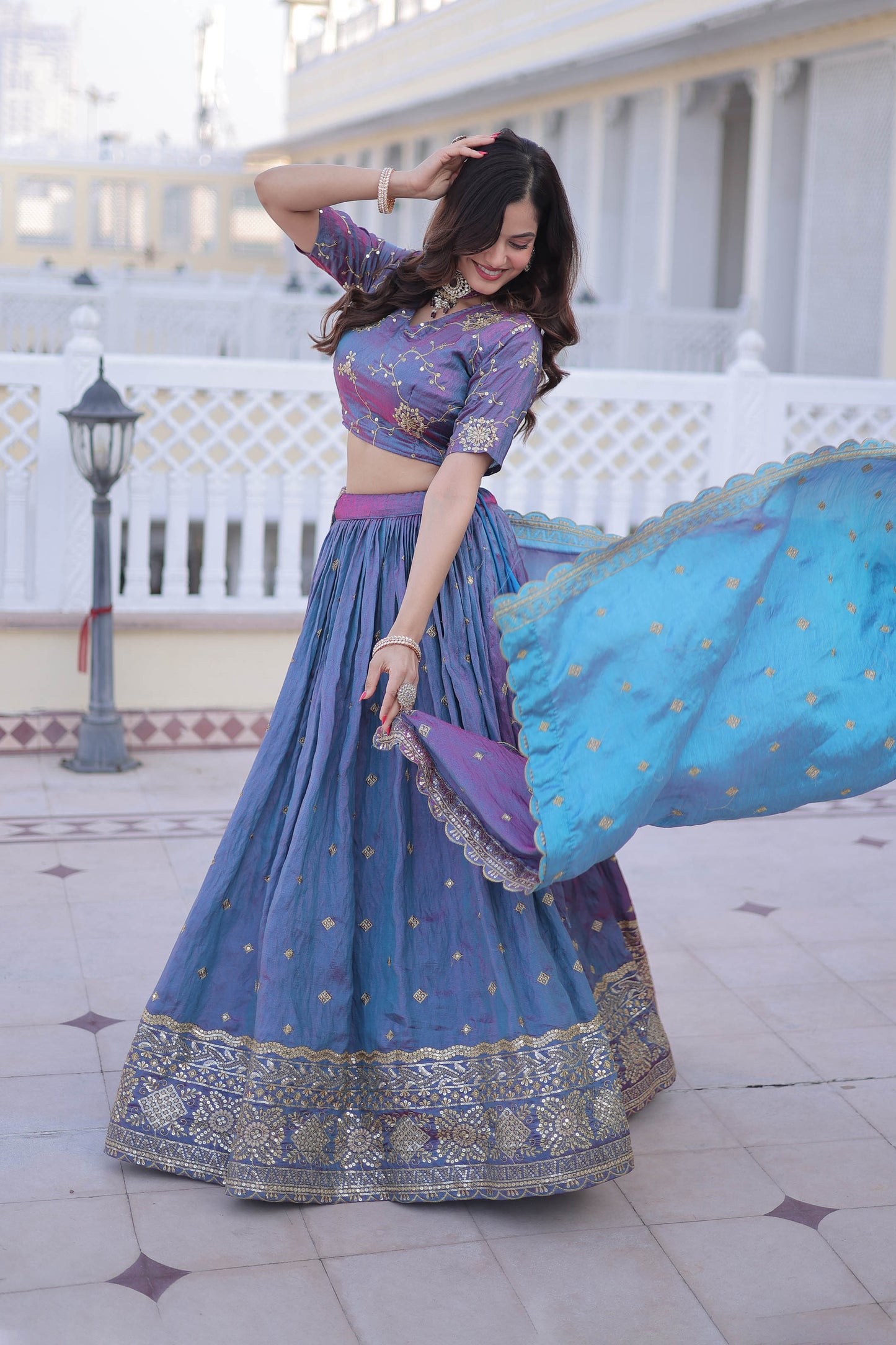 Midnight Reverie An Iridescent Blue-Violet Lehenga Set