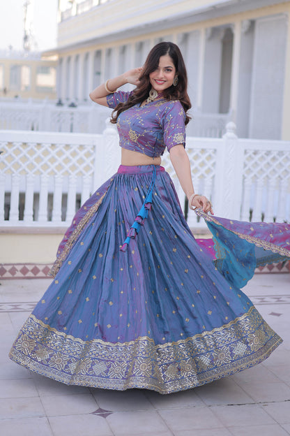 Midnight Reverie An Iridescent Blue-Violet Lehenga Set