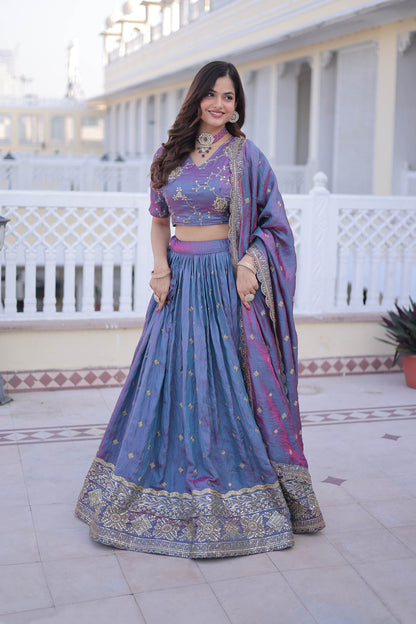 Midnight Reverie An Iridescent Blue-Violet Lehenga Set