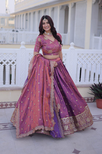 Dusk in Plum-A Royal Pink Silk Lehenga Set