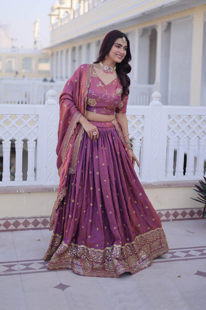 Dusk in Plum-A Royal Pink Silk Lehenga Set