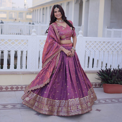 Dusk in Plum-A Royal Pink Silk Lehenga Set