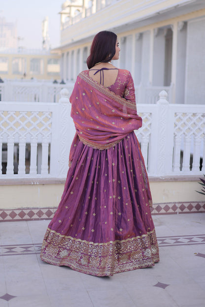 Dusk in Plum-A Royal Pink Silk Lehenga Set