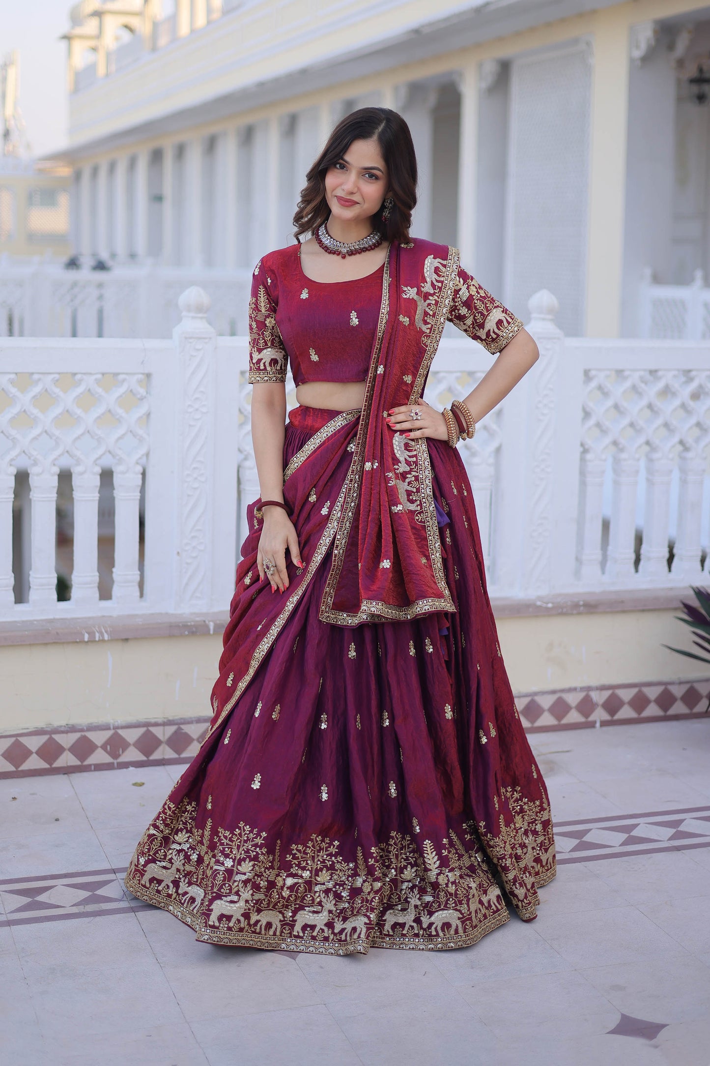 Royal Heritage Maroon Bridal Lehenga Set