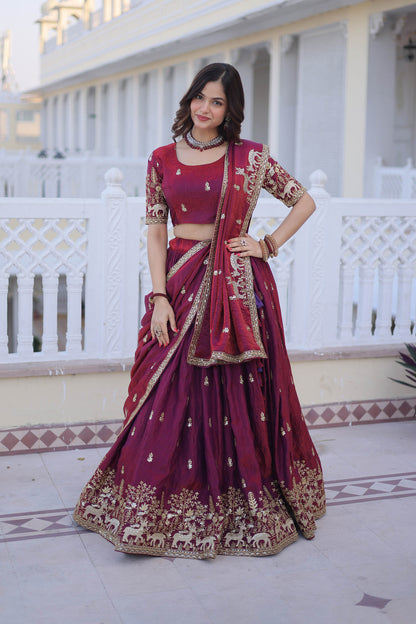 Royal Heritage Maroon Bridal Lehenga Set