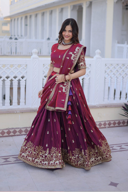 Royal Heritage Maroon Bridal Lehenga Set