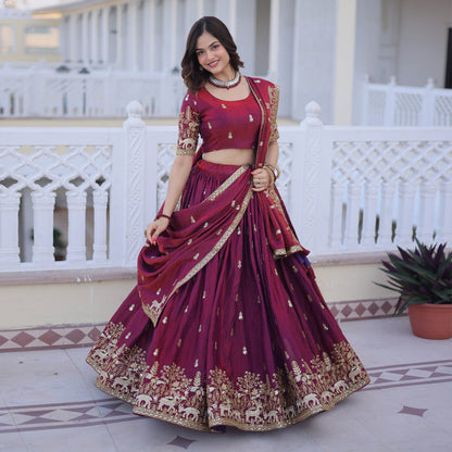 Royal Heritage Maroon Bridal Lehenga Set