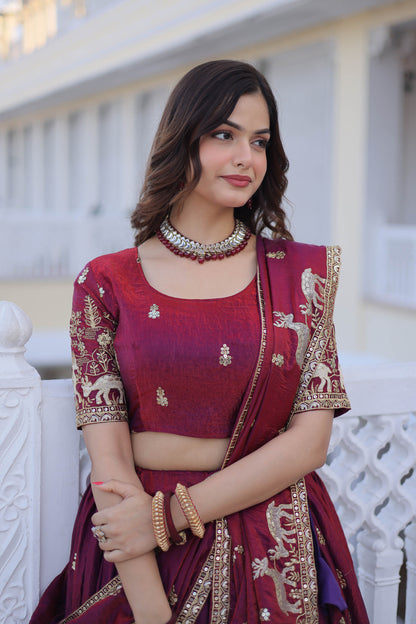 Royal Heritage Maroon Bridal Lehenga Set