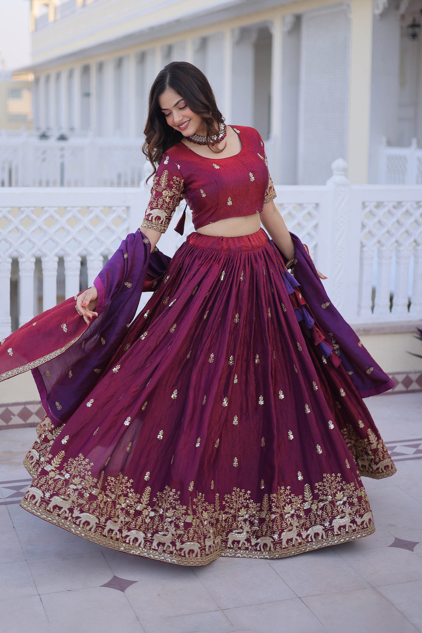 Royal Heritage Maroon Bridal Lehenga Set