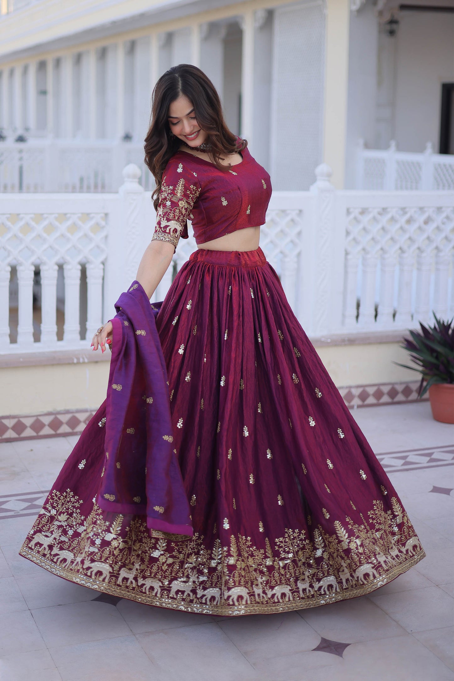 Royal Heritage Maroon Bridal Lehenga Set