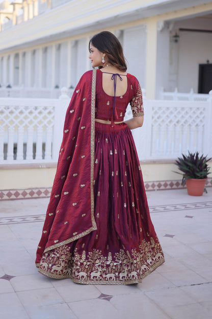 Royal Heritage Maroon Bridal Lehenga Set