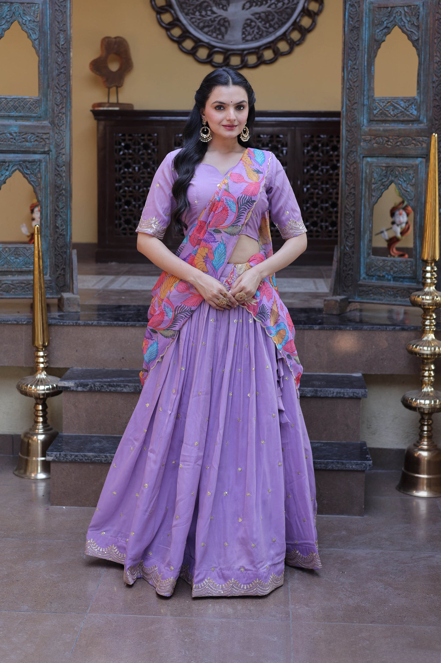 Anaya Purple Cosmos Silk Lehenga Set