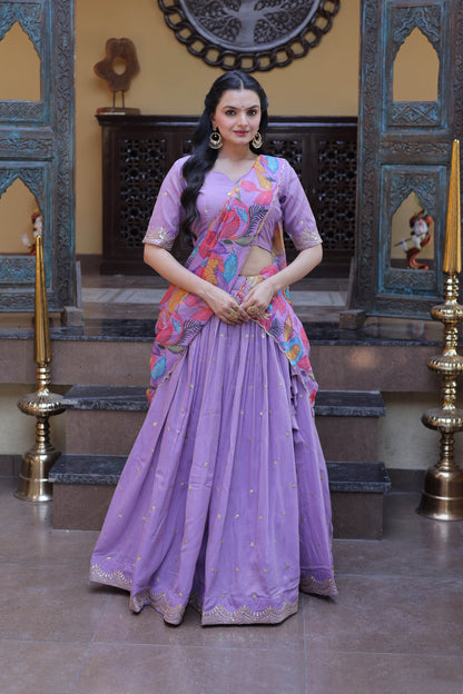 Anaya Purple Cosmos Silk Lehenga Set