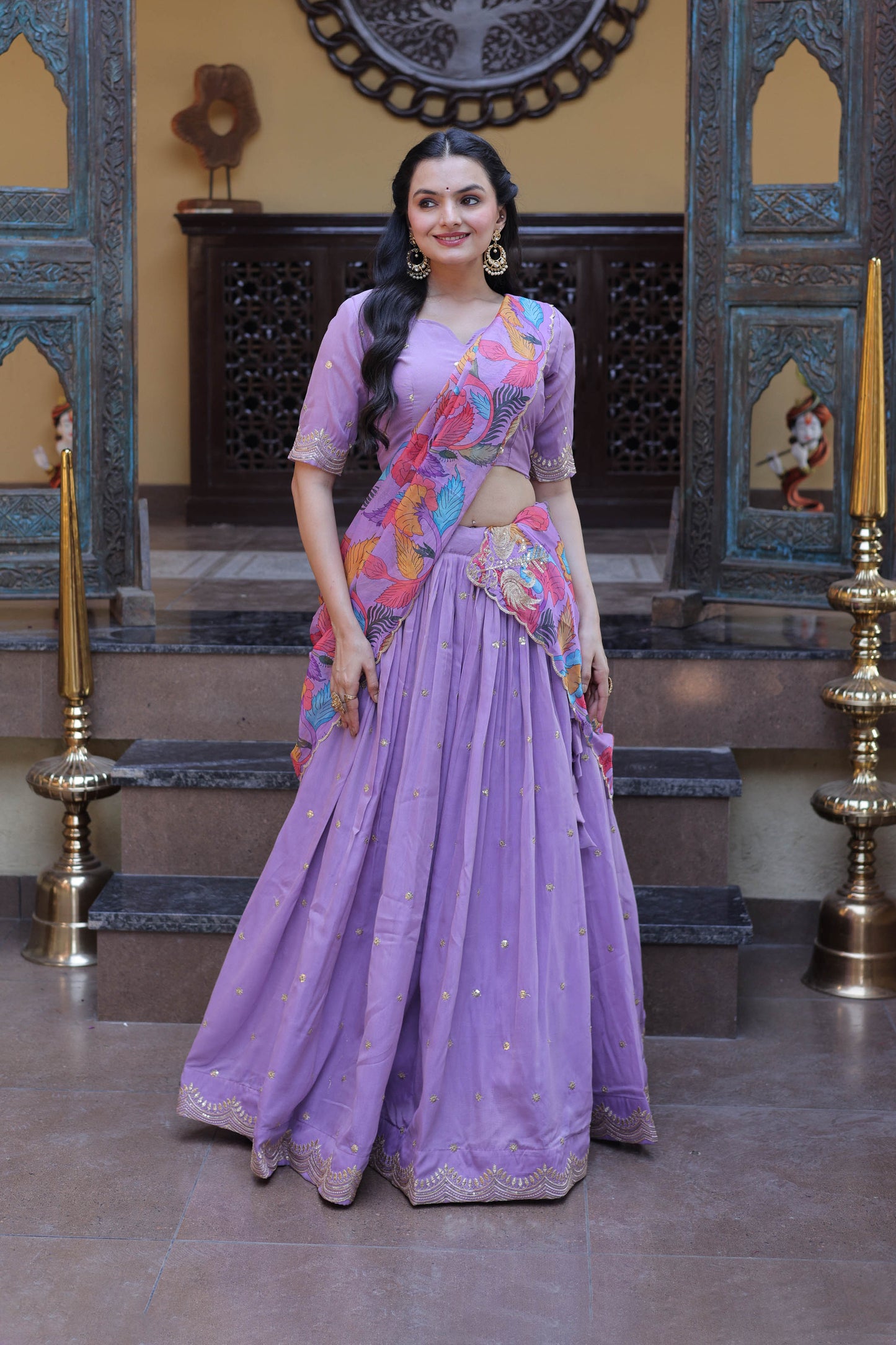 Anaya Purple Cosmos Silk Lehenga Set