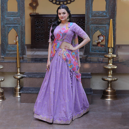 Anaya Purple Cosmos Silk Lehenga Set
