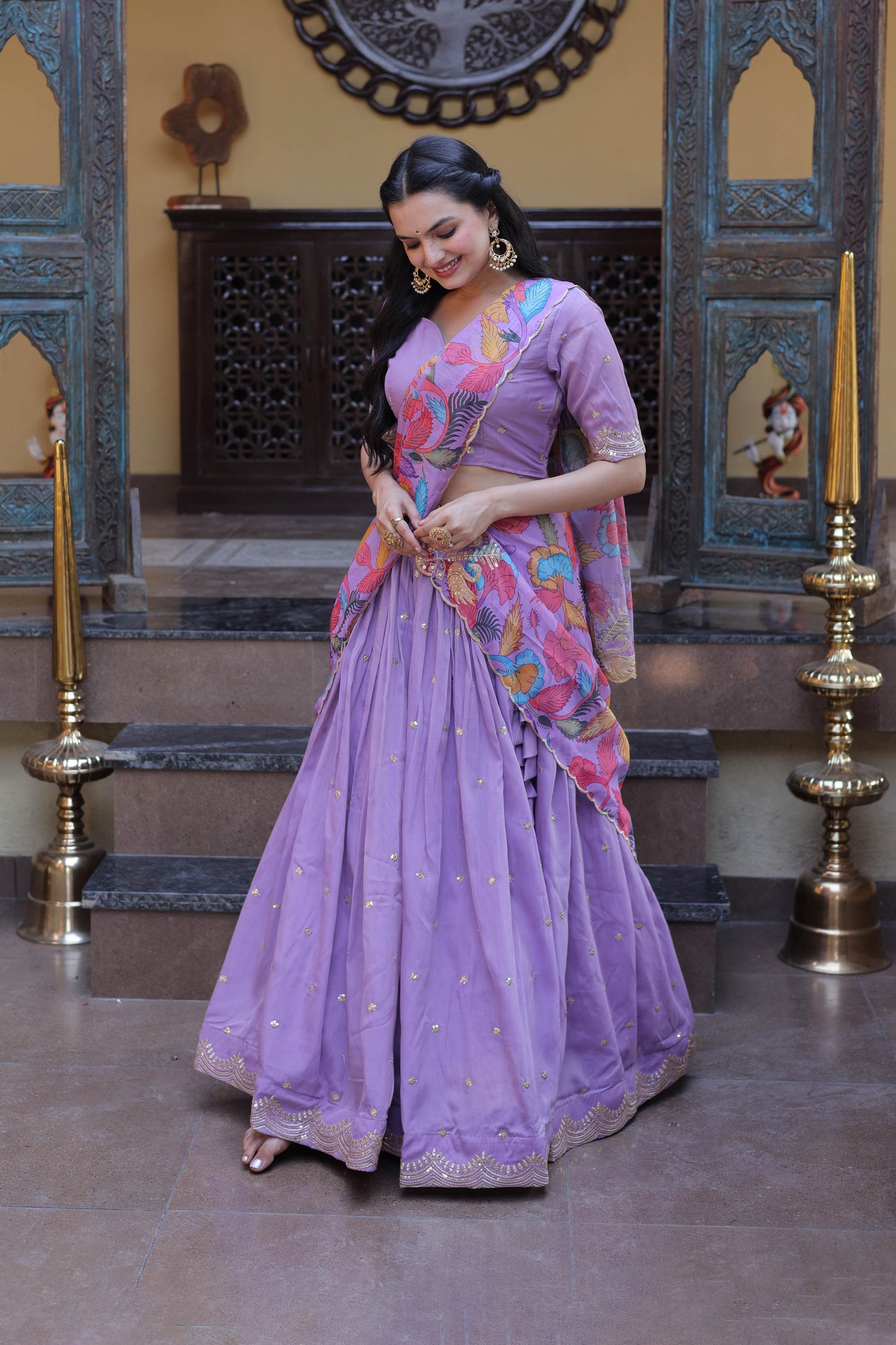 Anaya Purple Cosmos Silk Lehenga Set