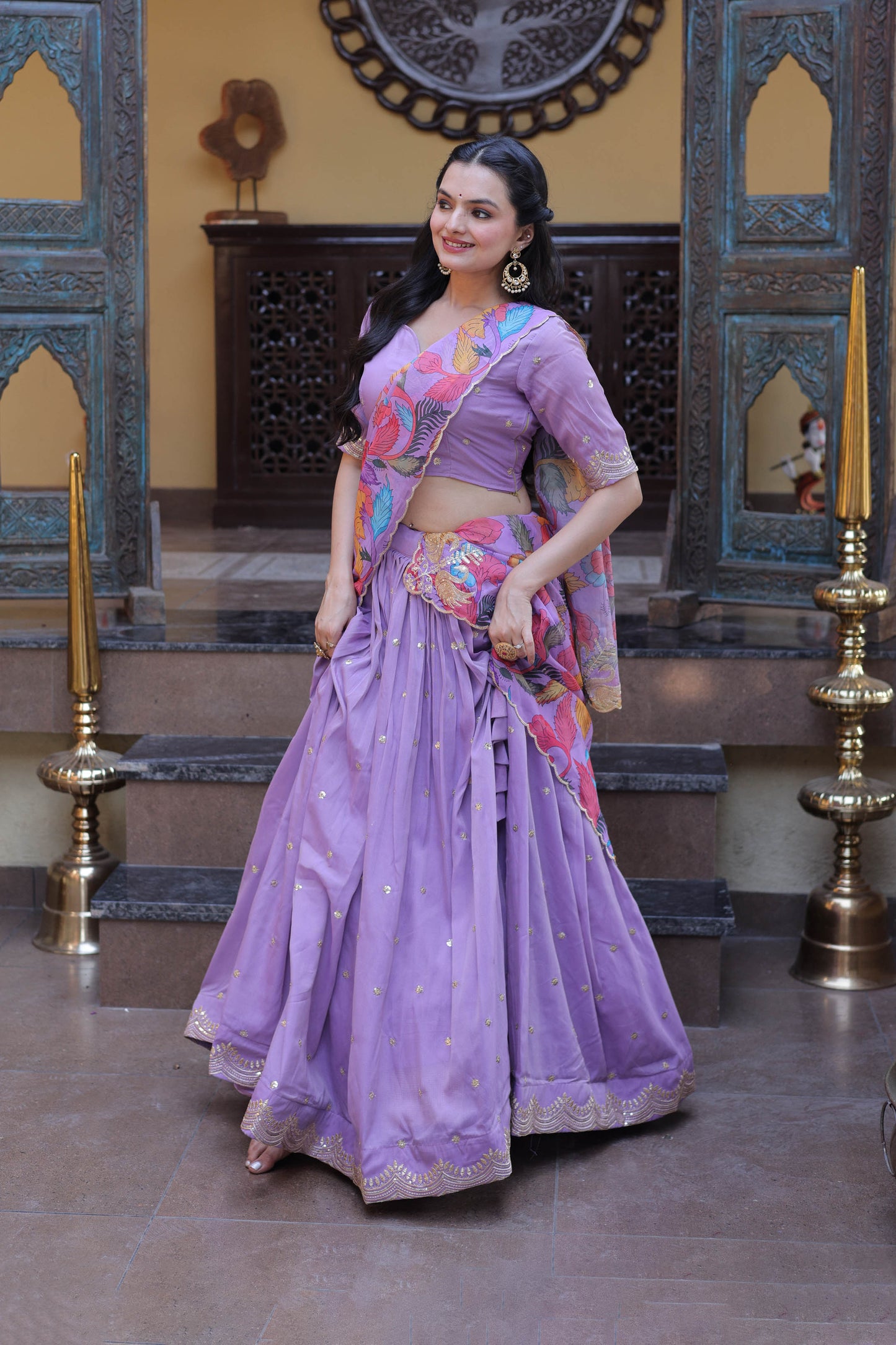 Anaya Purple Cosmos Silk Lehenga Set