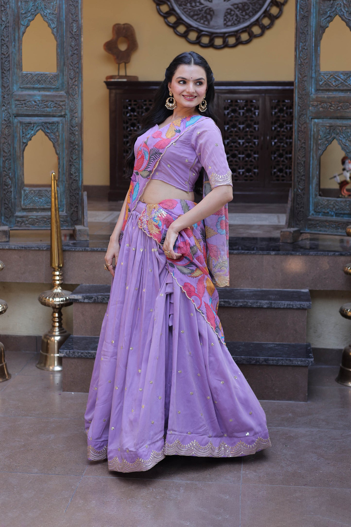 Anaya Purple Cosmos Silk Lehenga Set