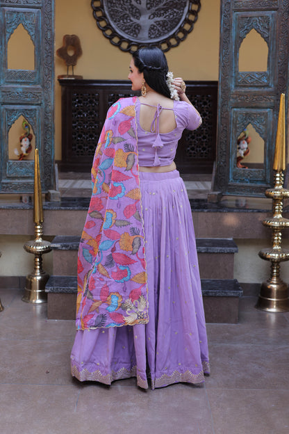 Anaya Purple Cosmos Silk Lehenga Set
