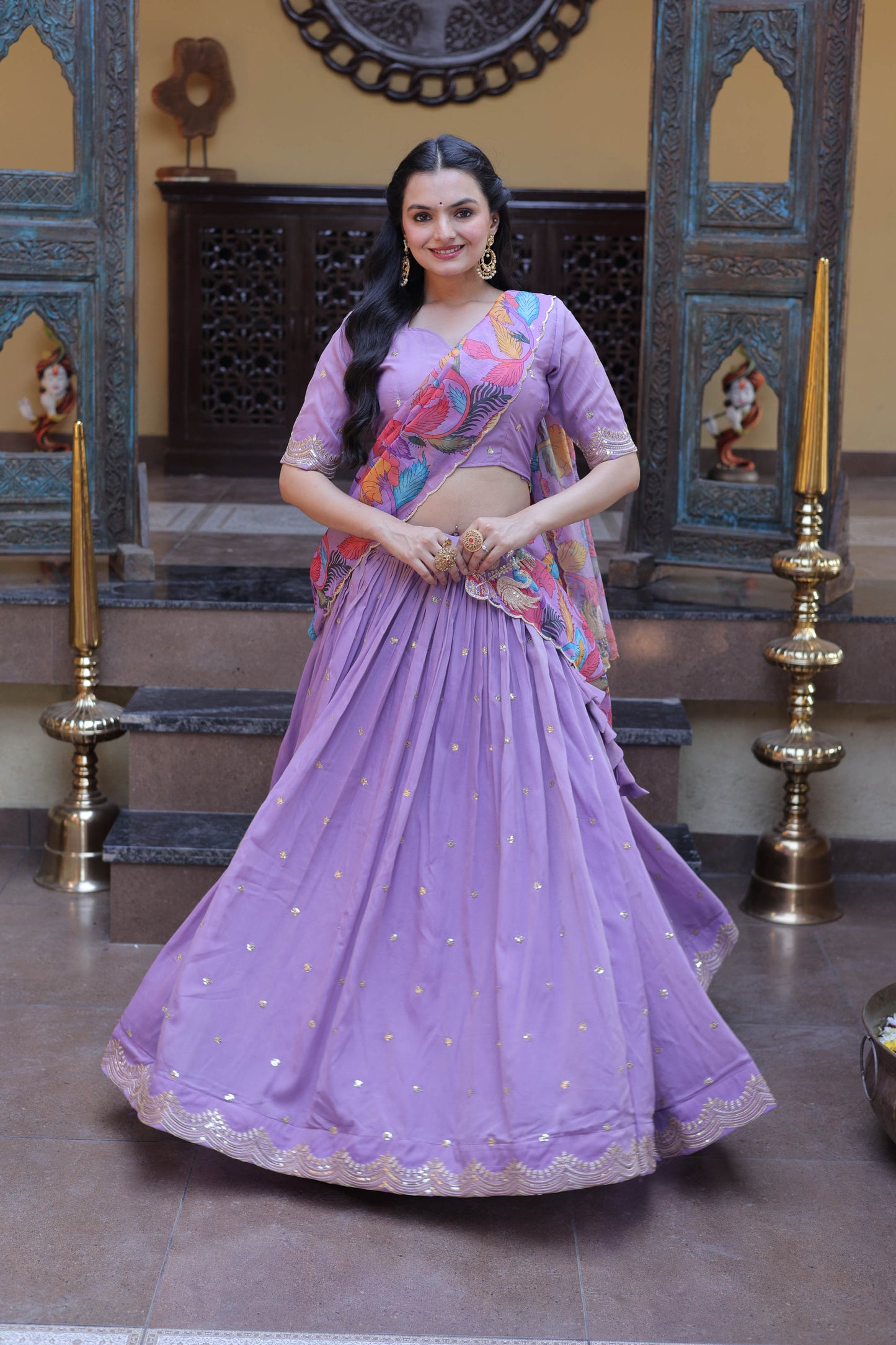 Anaya Purple Cosmos Silk Lehenga Set